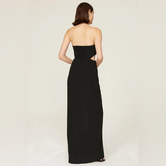 Amanda Uprichard Black Strapless Kloss Cutout Slit Gala Party Gown Maxi Dress S - Picture 2 of 9
